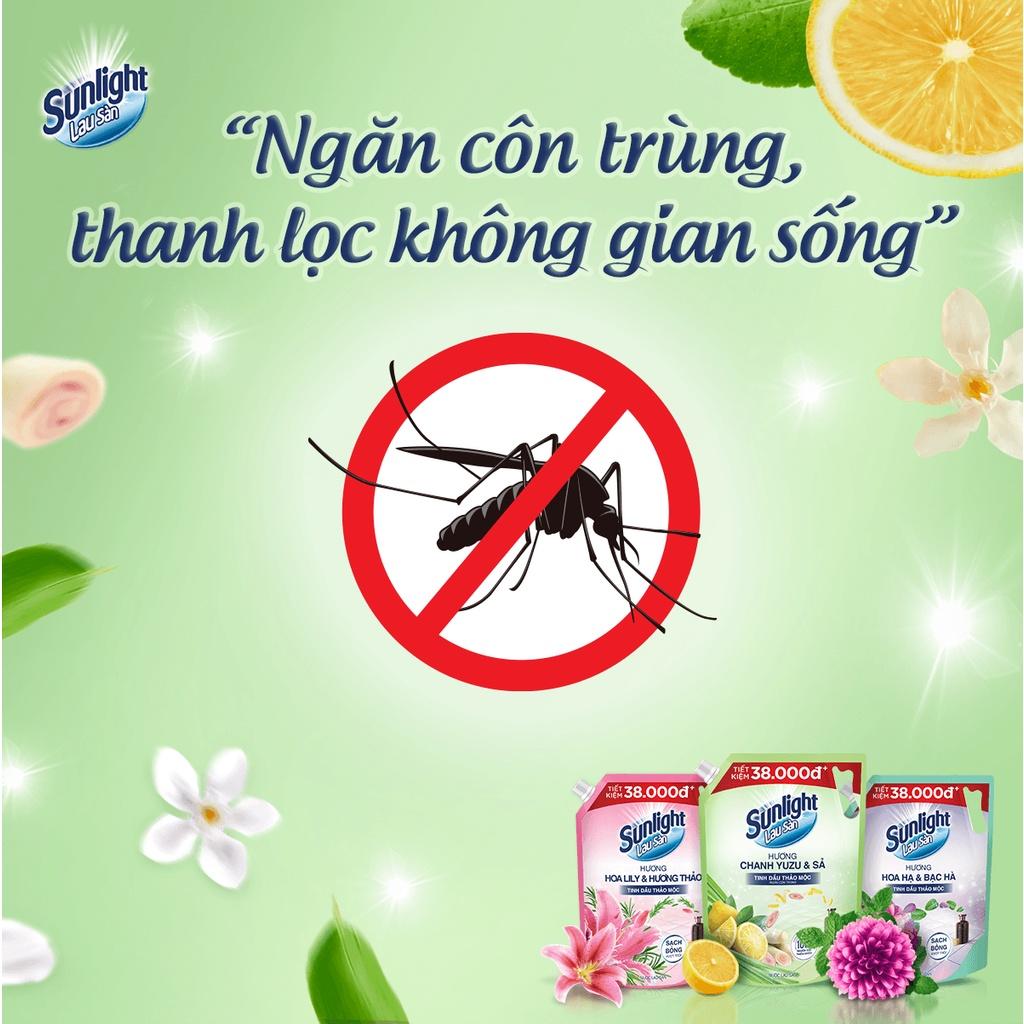 Combo 2 Nước lau sàn Sunlight Thiên nhiên chiết xuất Chanh Zuzu & Sả túi 3.4Kg x2