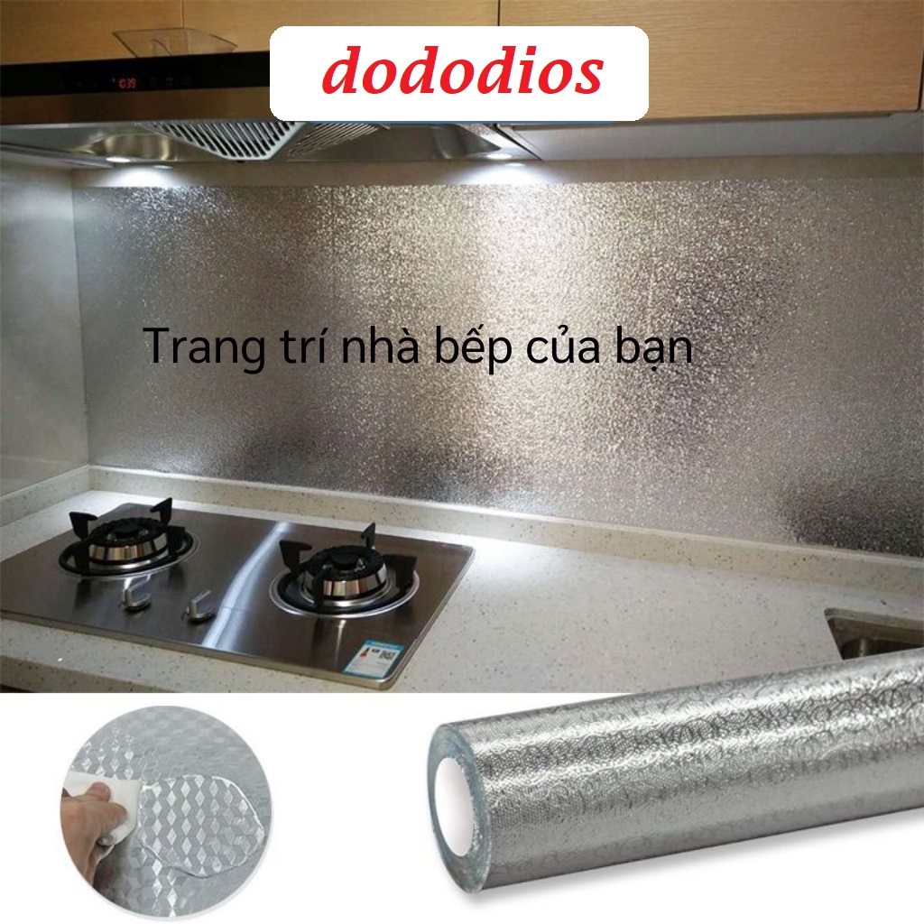 Hình ảnh Giấy bạc dán bếp cách nhiệt dododios Cuộn decal dán tường nhà bếp chống thấm bền đẹp (1 cuộn kích thước 2mx60cm, 3mx60cm), Cuộn 3 Mét Decal Giấy Dán Bếp Tráng Nhôm Cách Nhiệt Chính Hãng dododios