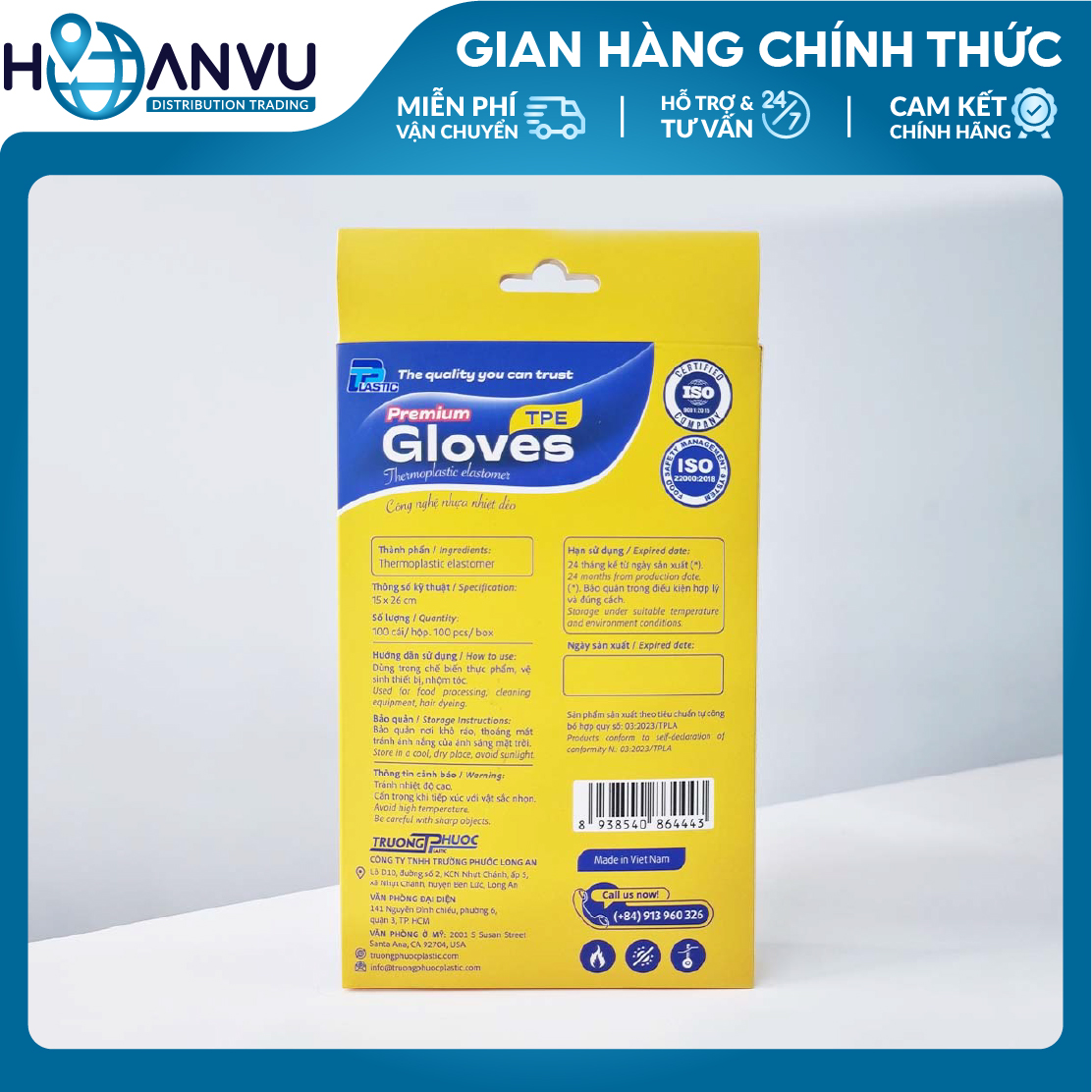 Găng tay nhựa cao cấp TPE TP Plastic (100 cái/hộp)