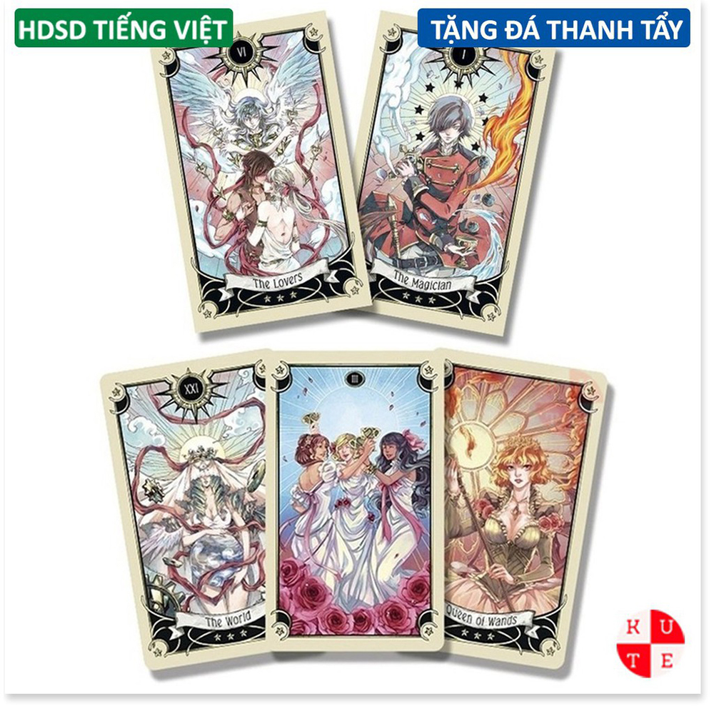 [Size Gốc] Bài Tarot Mystical Manga 78 Lá Size Gốc 7x11.7 Cm Tặng Link Hướng Dẫn Tiếng Việt Và Đá Thanh Tẩy