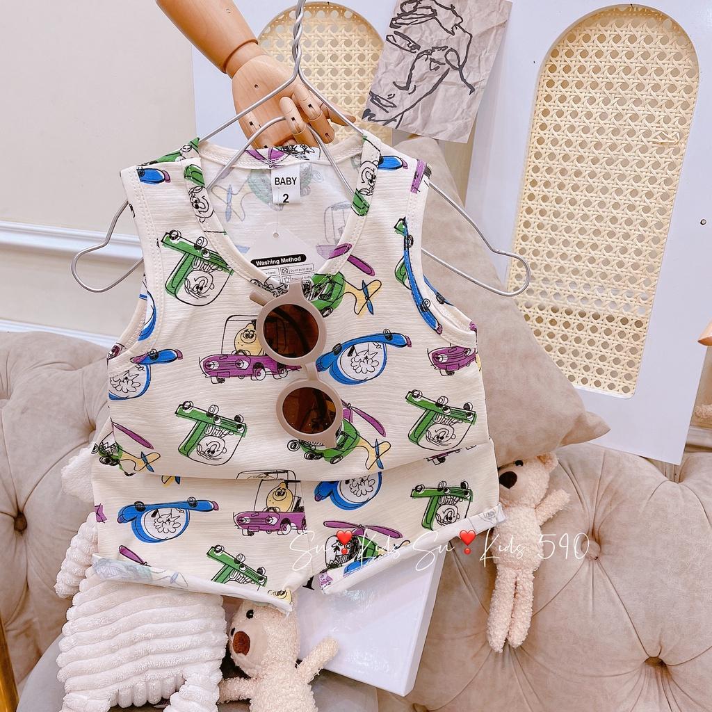 Bộ cotton ba lỗ cho bé trai 8-18kg