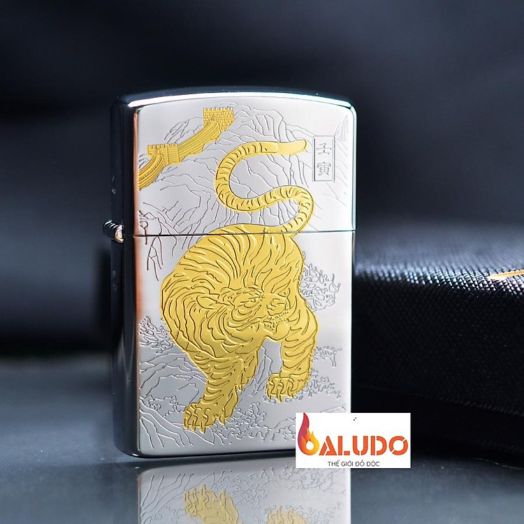 Vỏ Hột Quẹt Bật Lửa Xăng Đá Zorro Mạ Bạch Kim Chủ Đề Mãnh Hổ Trường Thành Bản Giới Hạn Z92122
