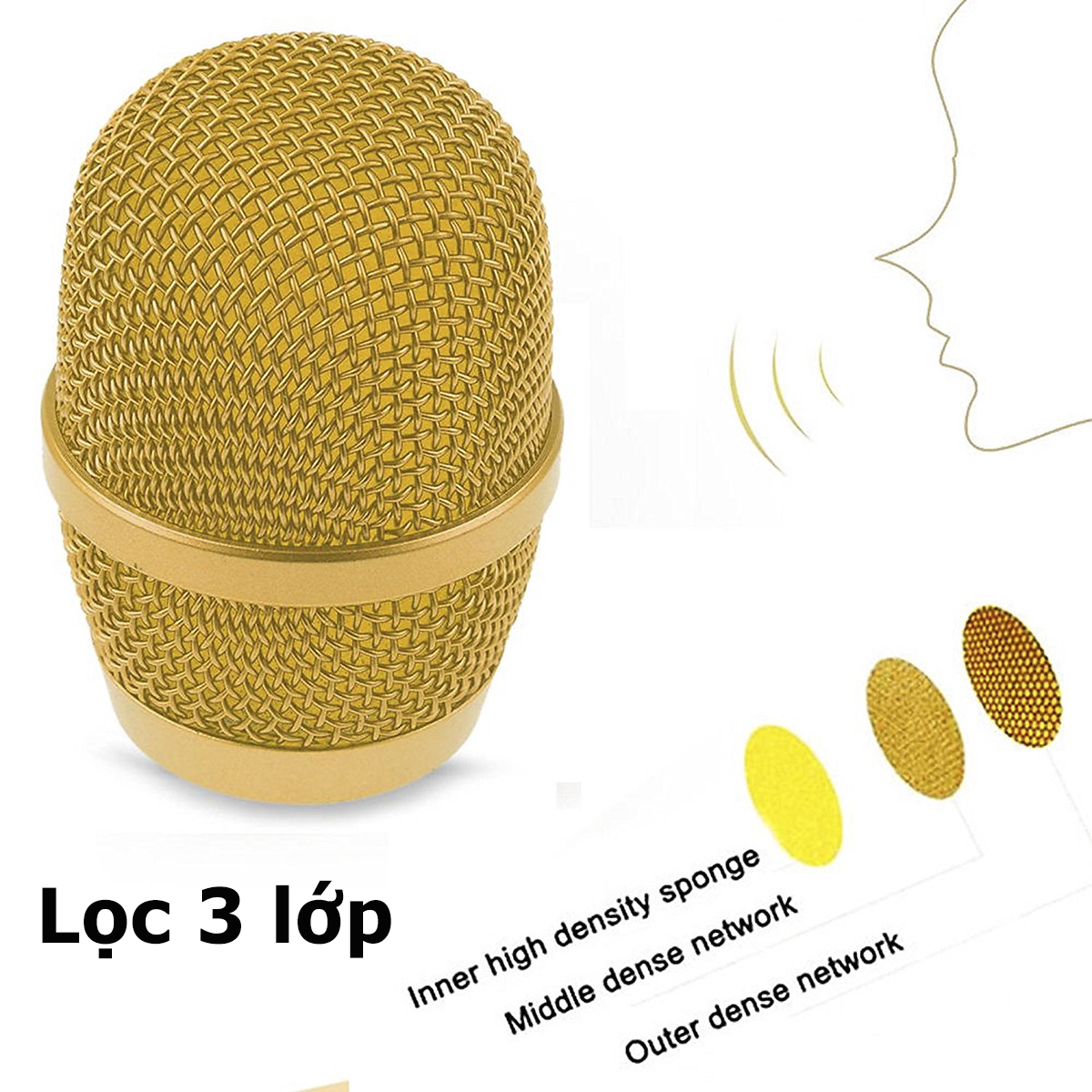 Micro karaoke không dây bluetooth kiêm loa nghe nhạc  3 trong 1 PF72 Gold - Hàng Nhập Khẩu