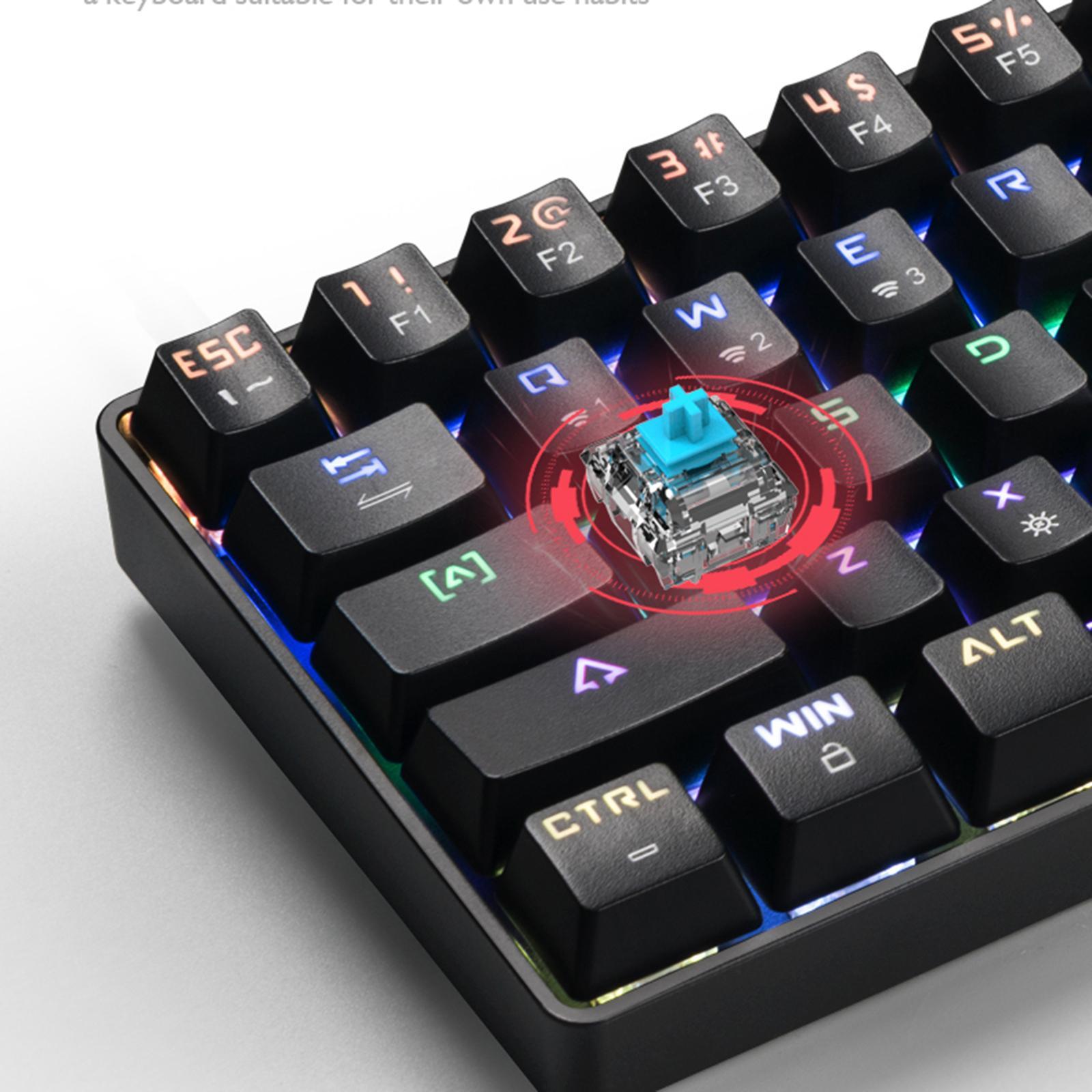 DIK61 Wireless 60% Mechanical Gaming Keyboard, Compact Bluetooth Mechanical Keyboard Blue Switches, 61 Keys, Compatible for Multi-Device Connection