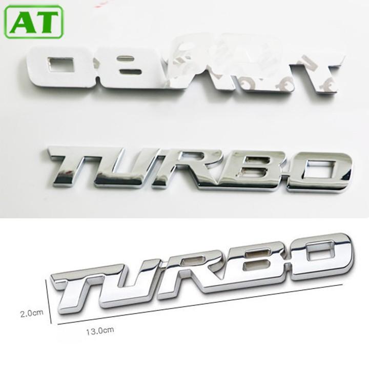 Logo Sticker Chữ TURBO 3D Nổi Hợp Kim Nhôm Dán Trang Trí Ô Tô Xe Hơi Màu Bạc