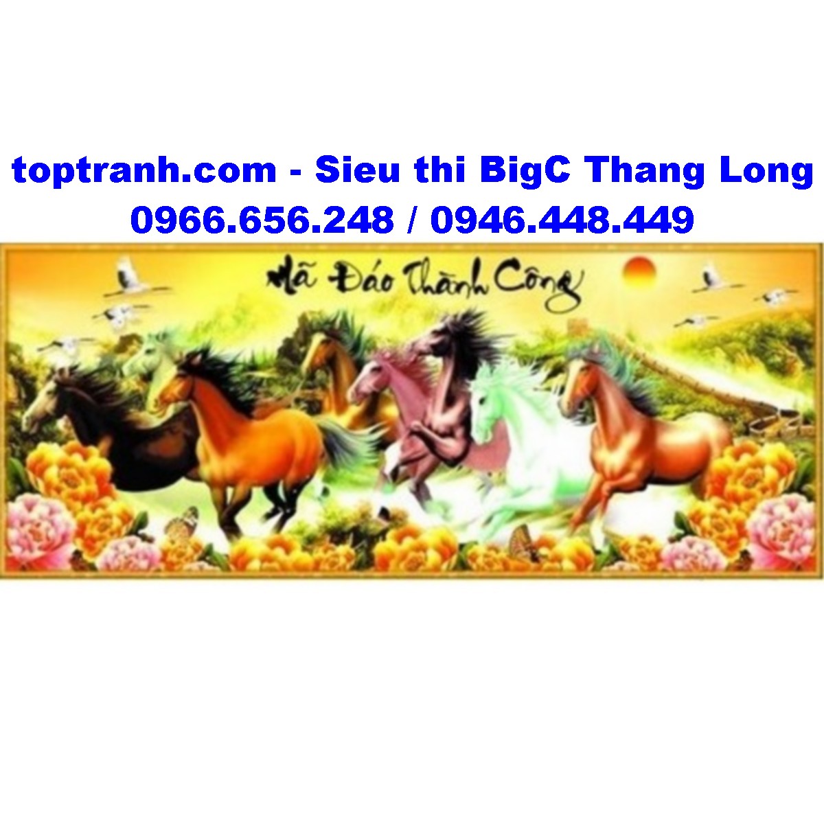 Tranh thêu chữ thập con ngựa mã đáo thành công 222953 chưa thêu