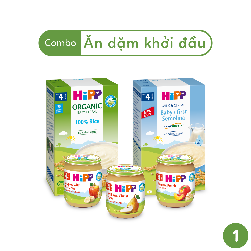 Combo ăn dặm HiPP Organic số 1: Ăn dặm khởi đầu