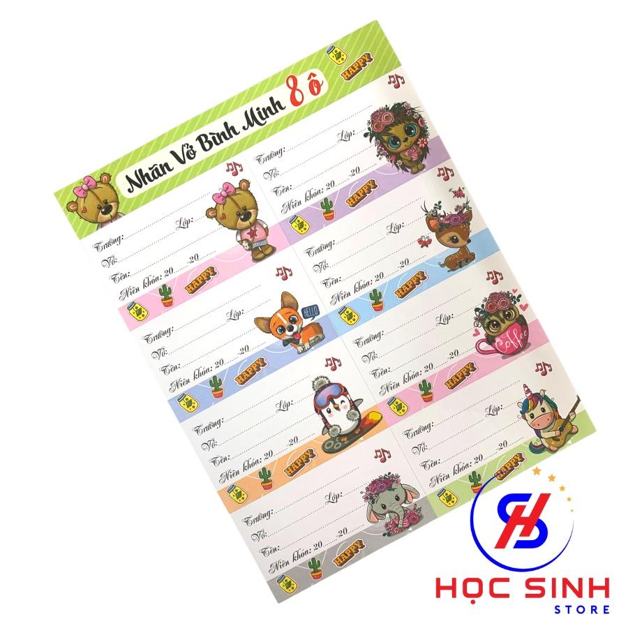 Bộ 24 Cái Nhãn Vở Decal Bình Minh Có Keo Sẵn Dễ Thương ( Giao mẫu ngẫu nhiên )