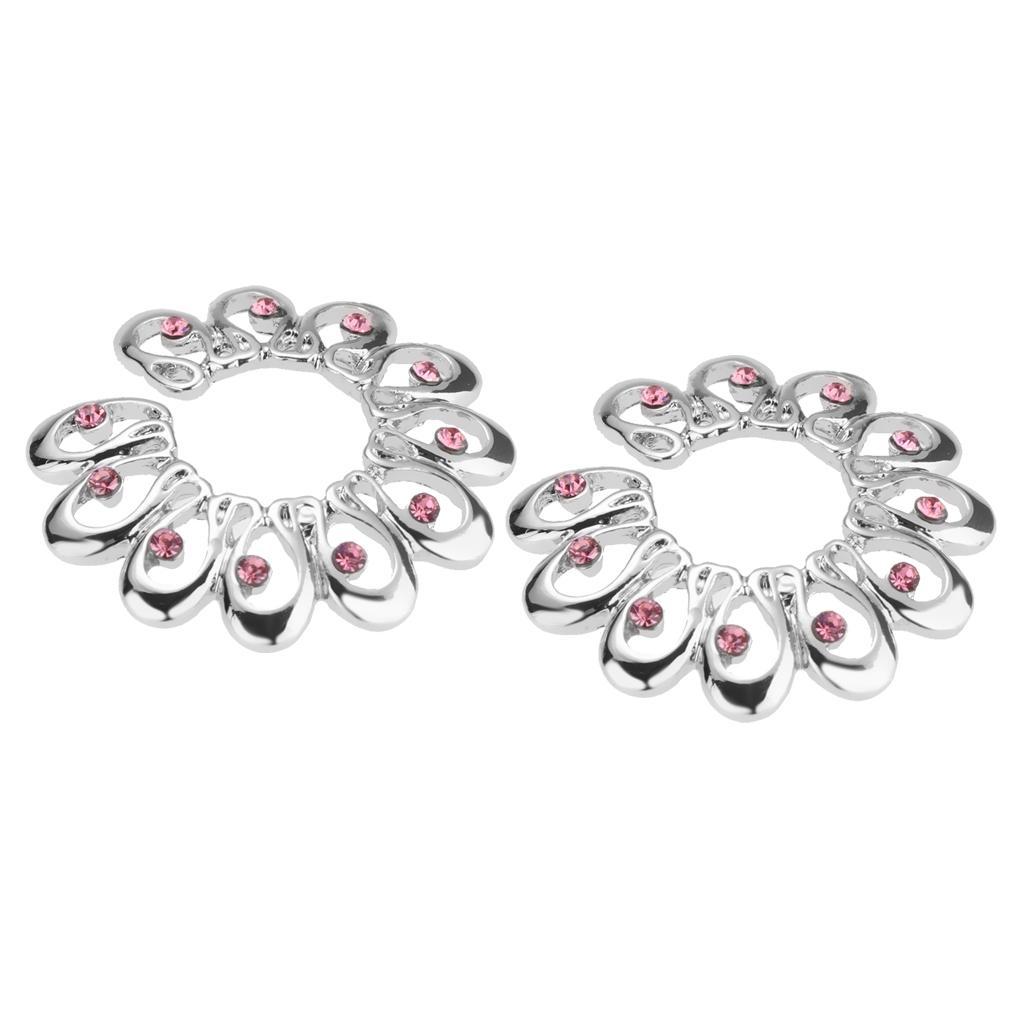 2 Pair Stainless Steel Crystal Floral