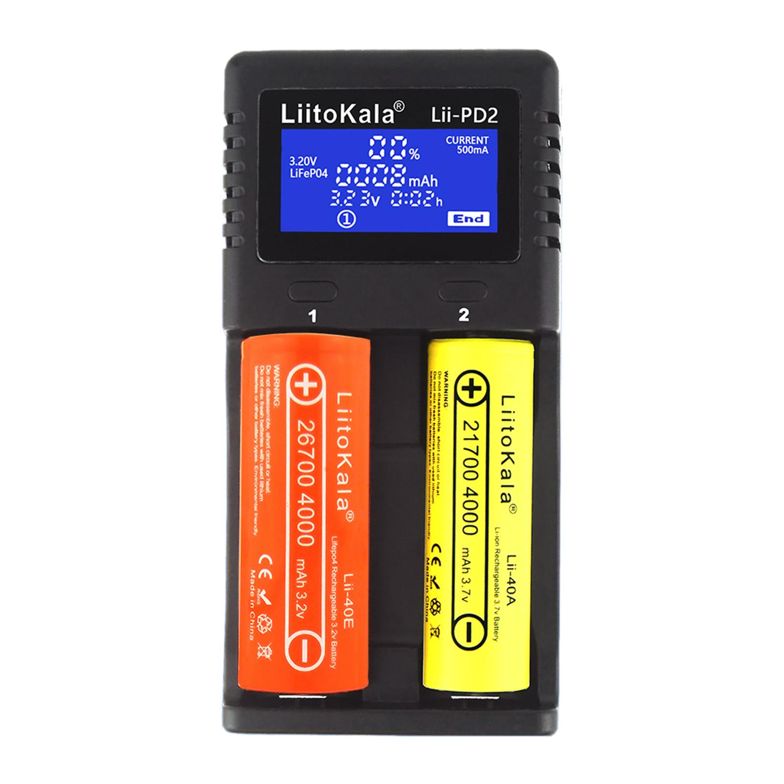 Bộ sạc pin thông minh LIITOKALA LII-PD2 2 khe cắm Độc lập - Phích cắm của US
