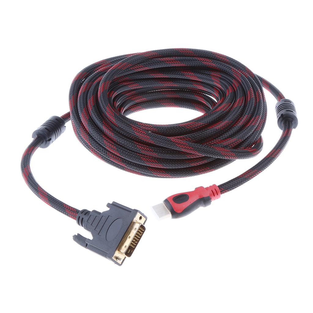 To DVI Cable Adapter   Cable 1080P for LCD DVD HDTV Projector PC 5ft