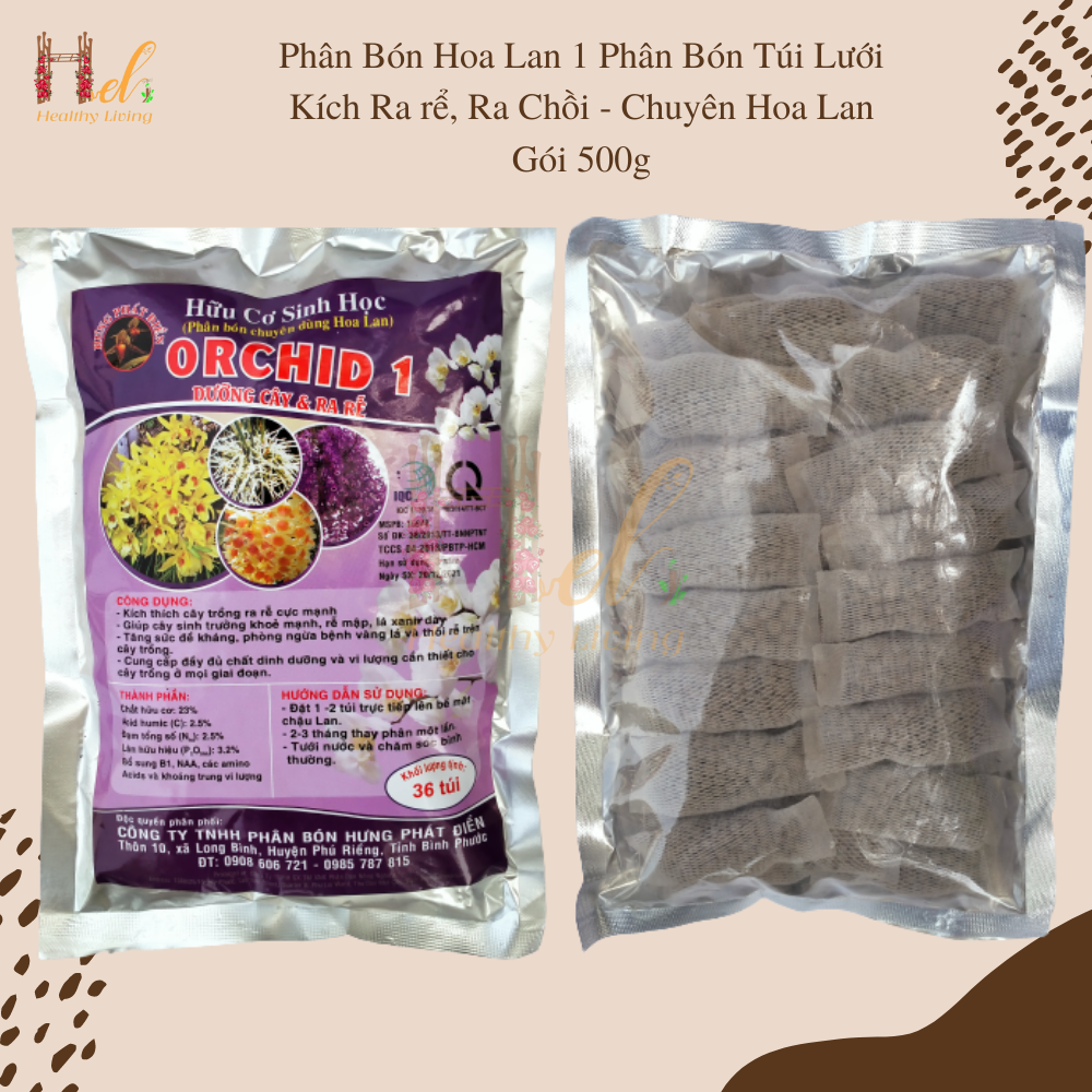 Phân Bón Hoa Lan 1 Phân Bón Túi Lưới Kích Ra Rễ, Ra Chồi - Chuyên Hoa Lan Gói 500g