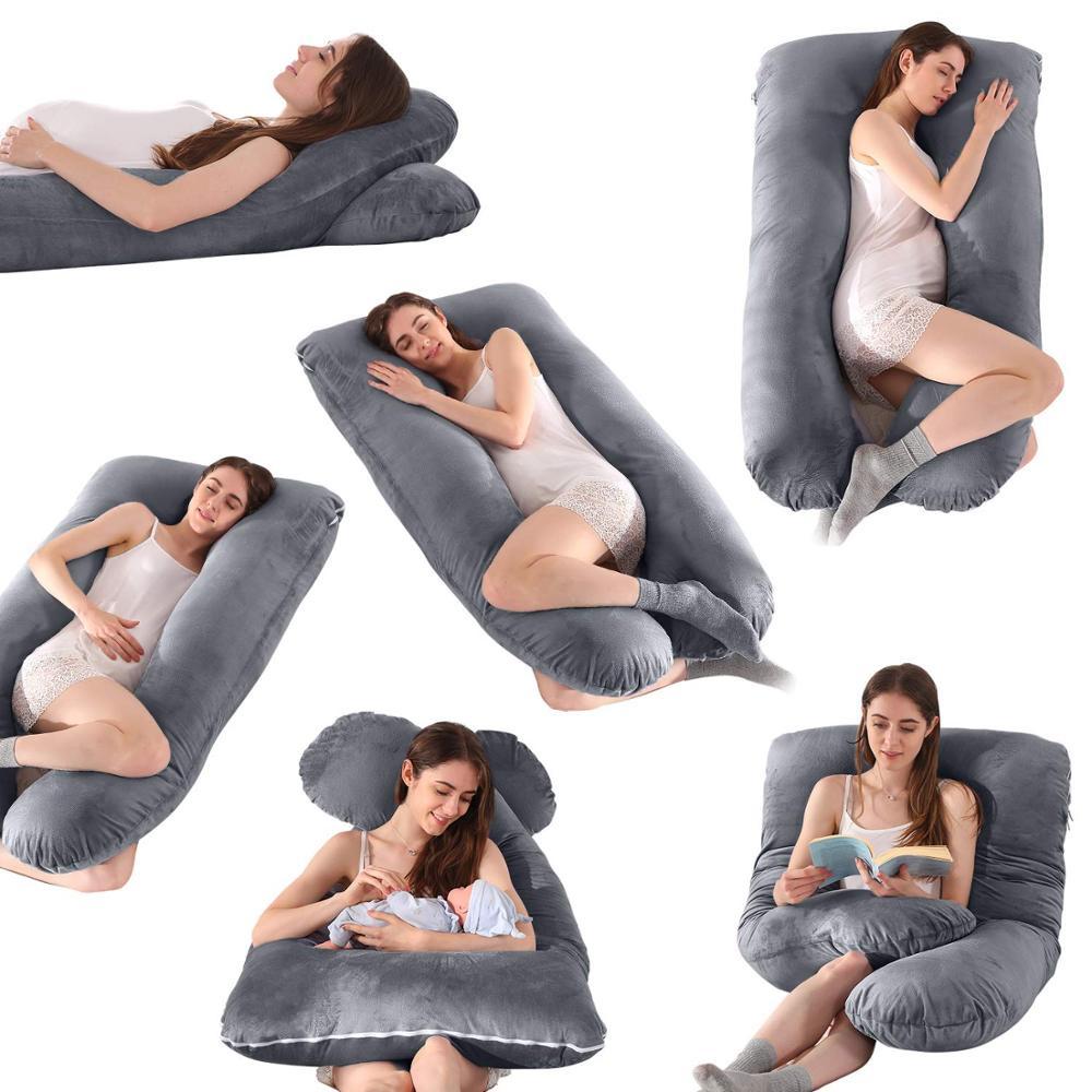 Gối Ôm Bà Bầu Chữ U Vải Nhung Mềm Mại