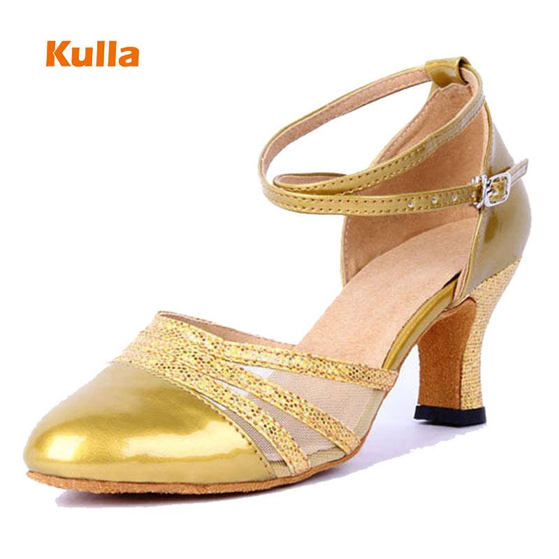 Giày khiêu vũ phụ nữ Latin Salsa Giày khiêu vũ của phụ nữ đóng cửa ngón chân 5cm thực hành duy nhất Color: Black Shoe Size: 7.5