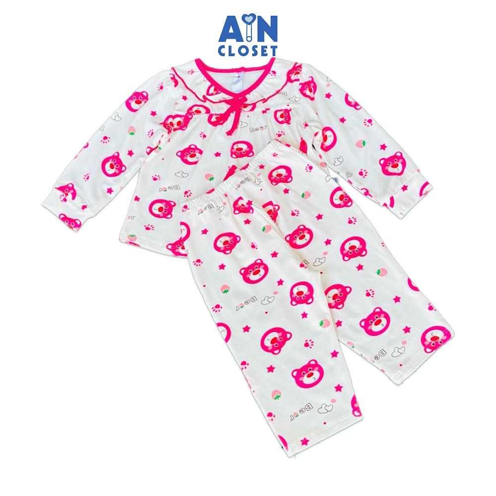 Bộ quần áo Dài bé gái họa tiết Gấu Hồng Thun cotton - AICDBGIGL0DV - AIN Closet