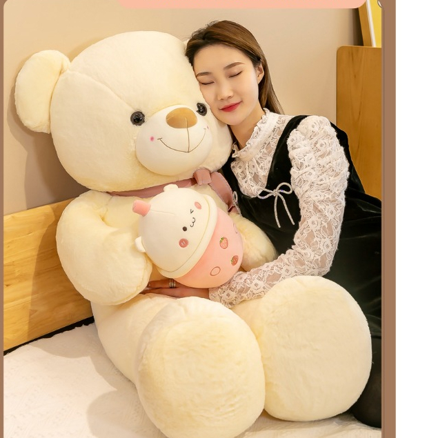 Thú nhồi bông Teddy ôm bình sữa đáng yêu - Size từ 60cm đến 1m2 - Quà tặng gấu bông Teddy lông mịn nhiêu màu khổng lồ