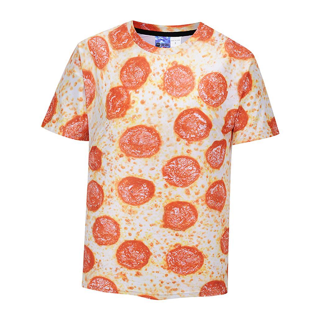 Funny Fashion T-Shirt Men's Pizza Food 3D Print Tops Short Sleeve O-neck Summer Sports Tee Shirt