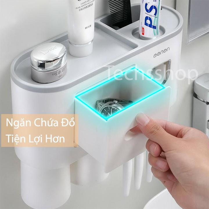 Kệ Nhà Tắm Nhả Kem Đựng Bàn Chải Đánh Răng Oenon Dán Tường Kèm Theo Cốc - Loại 2 cốc và 3 Cốc