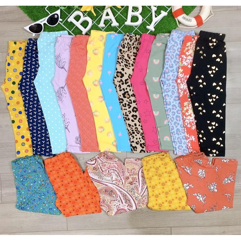 Set 5c quần legging dài bé gái cotton mềm co giãn 9-20kg