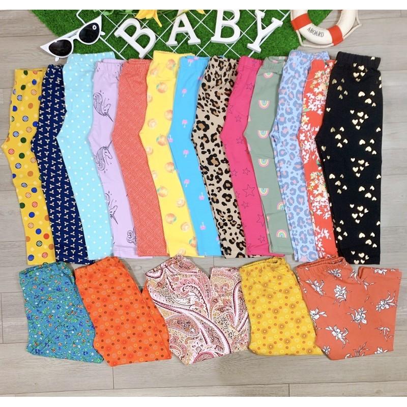 Set 5c quần legging dài bé gái cotton mềm co giãn 9-20kg