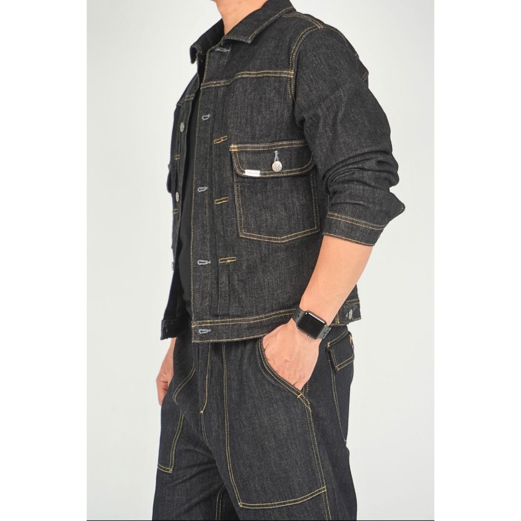 Áo Khoác jean denim, Áo Khoác bò Basic Xếp Ly JK3_ Unisex màu xanh và đen trơn basic dáng suông phong cách | Samma Jeans