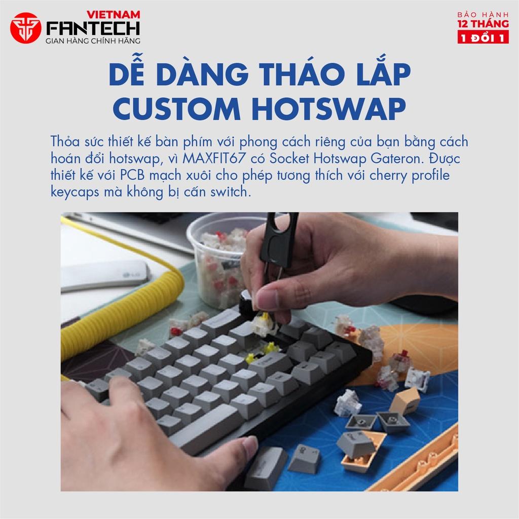 Bàn phím cơ custom FANTECH MK858 MAXFIT67 LED RGB Tháo lắp hotswap - Switch Kailt box white/ Gateron milky yellow - Hàng Chính Hãng