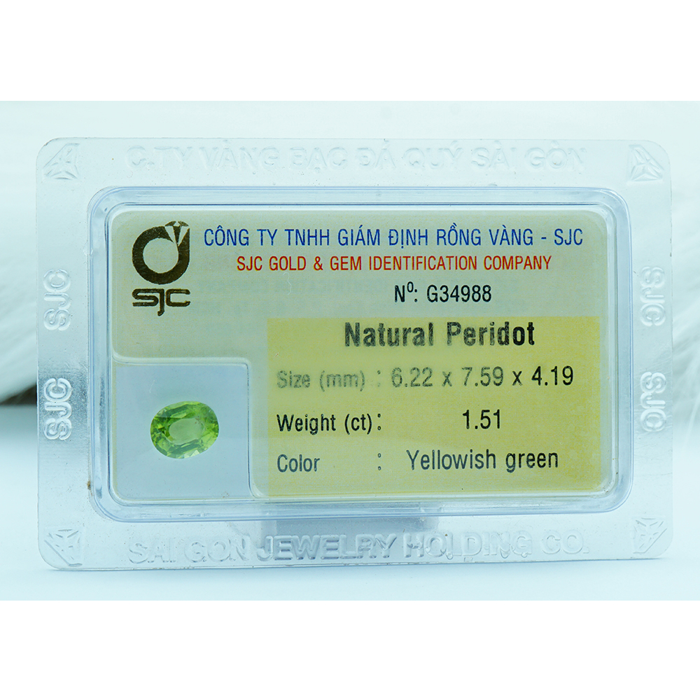 Mặt Đá Quý Peridot Tự Nhiên Kiểm Định Mài Giác Oval 6*9 Li