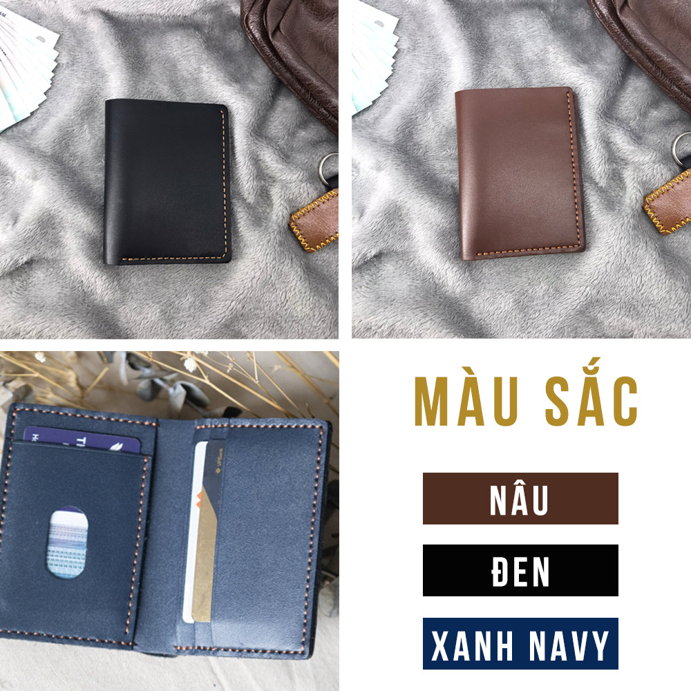 Ví Da Mini Kiểu Đứng Cao Cấp, Bóp Da Bò Thật Handmade Thiết Kế Nhỏ Gọn, Thời Trang Unisex Cho Nam Và Nữ DX20