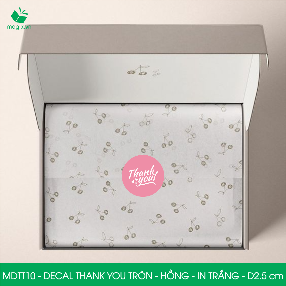 MDTT10 - D2.5cm - 50 Sticker Thank you, decal Thank you tròn dán hộp carton, tem cám ơn, nhãn dán cảm ơn trang trí gói hàng