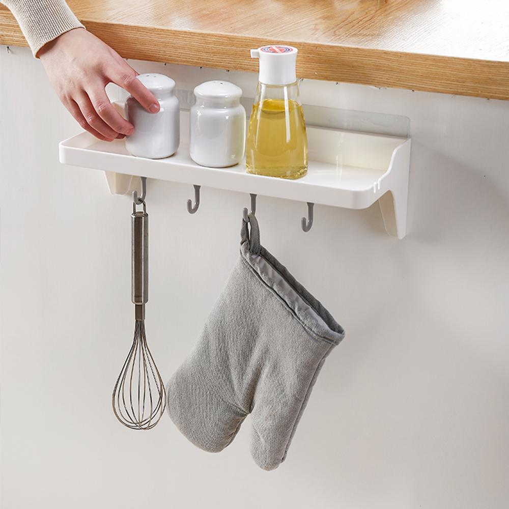 Kệ để đồ treo tường tự dính bằng nhựa cho nhà tắm, bếp