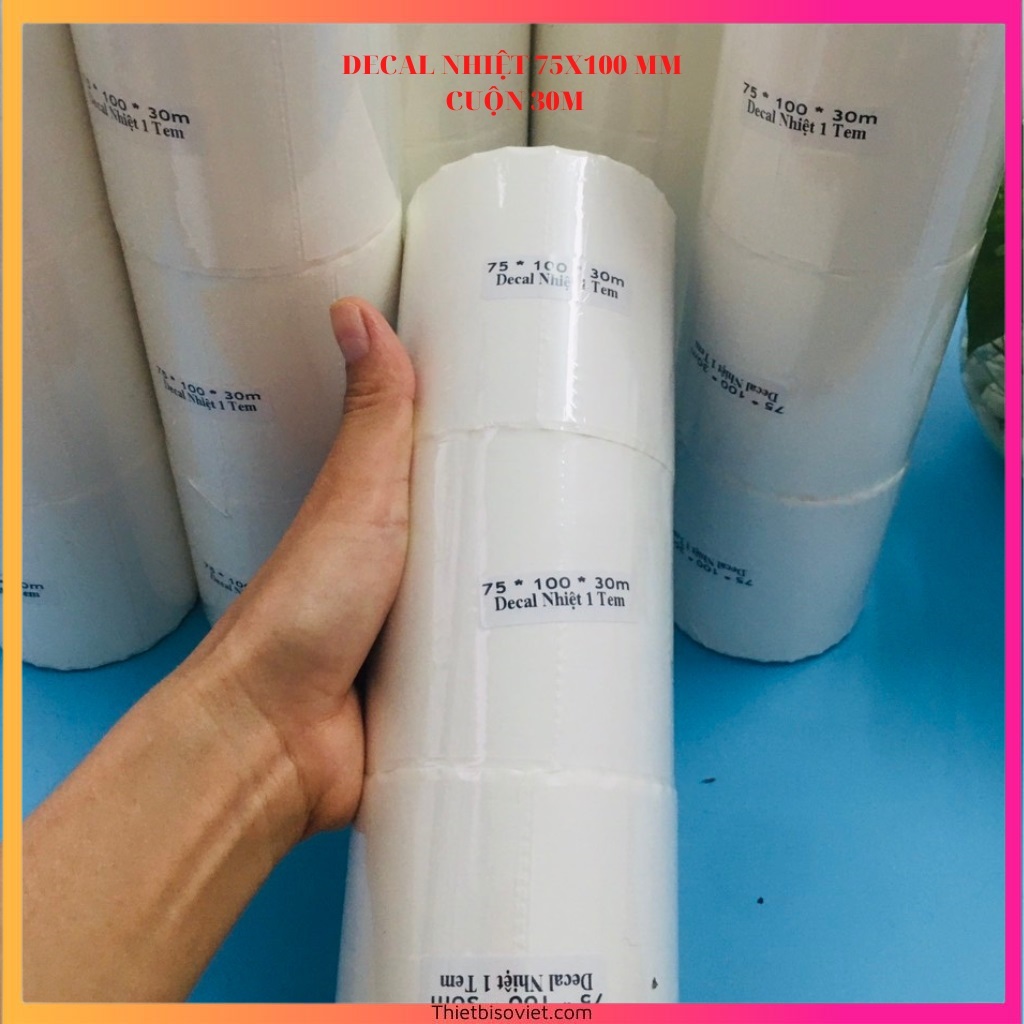 Combo 10 cuộn Decal nhiệt 75x100mm ,giấy in decal 75x100mm in vận đơn hàng TMDT,Tiki, GHN, GHTK...