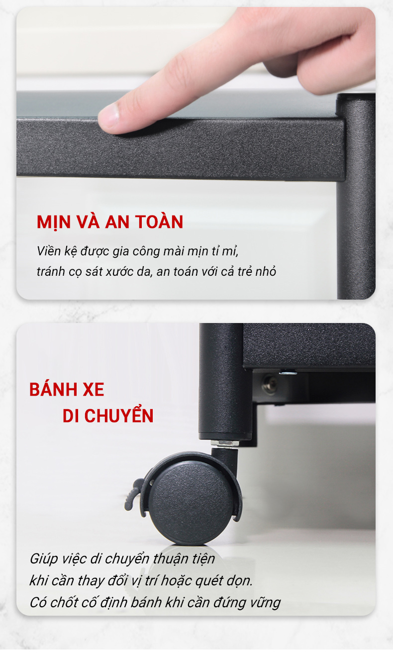 Kệ Bếp Đa Năng Để Đồ Nặng Siêu Bền Chắc Chắn Chịu Lực 300kg 3 tầng 60cm 0144