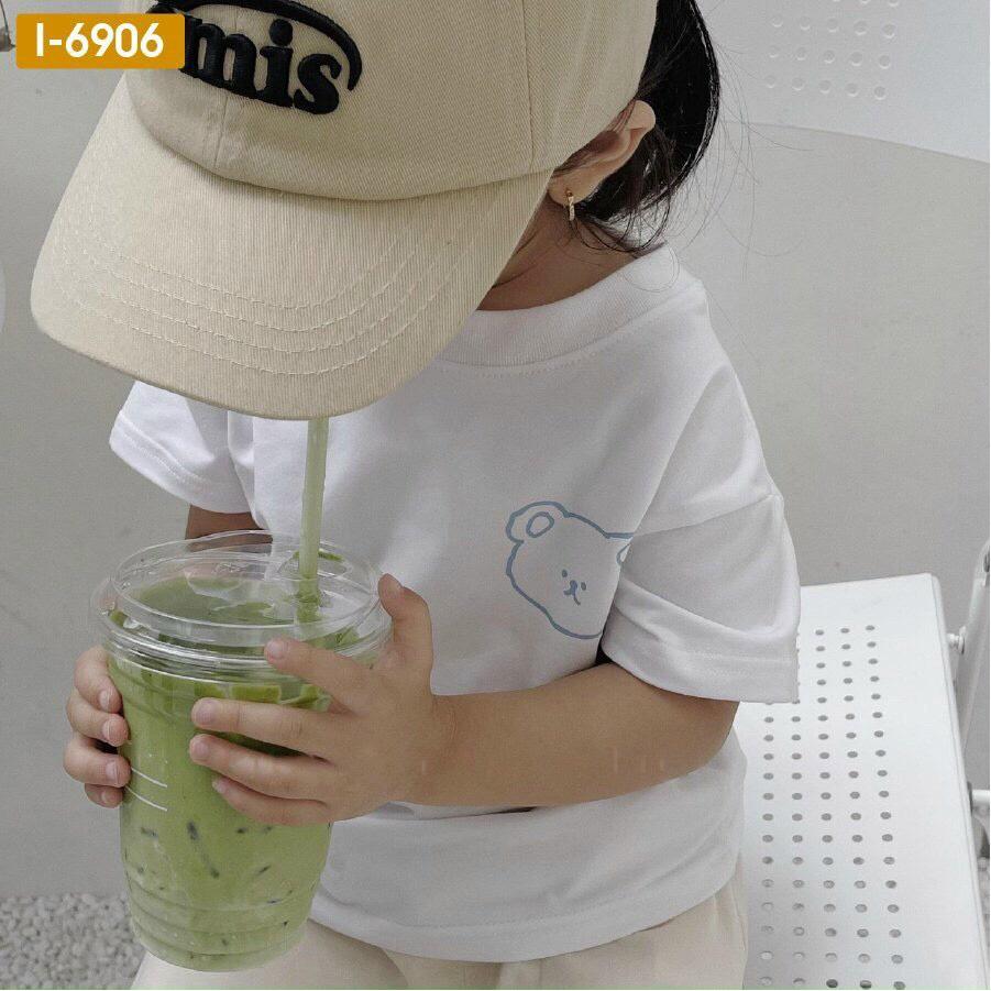 Áo Thun Gia Đình cotton mịn hình Gấu Xanh Logo In Hai Mặt