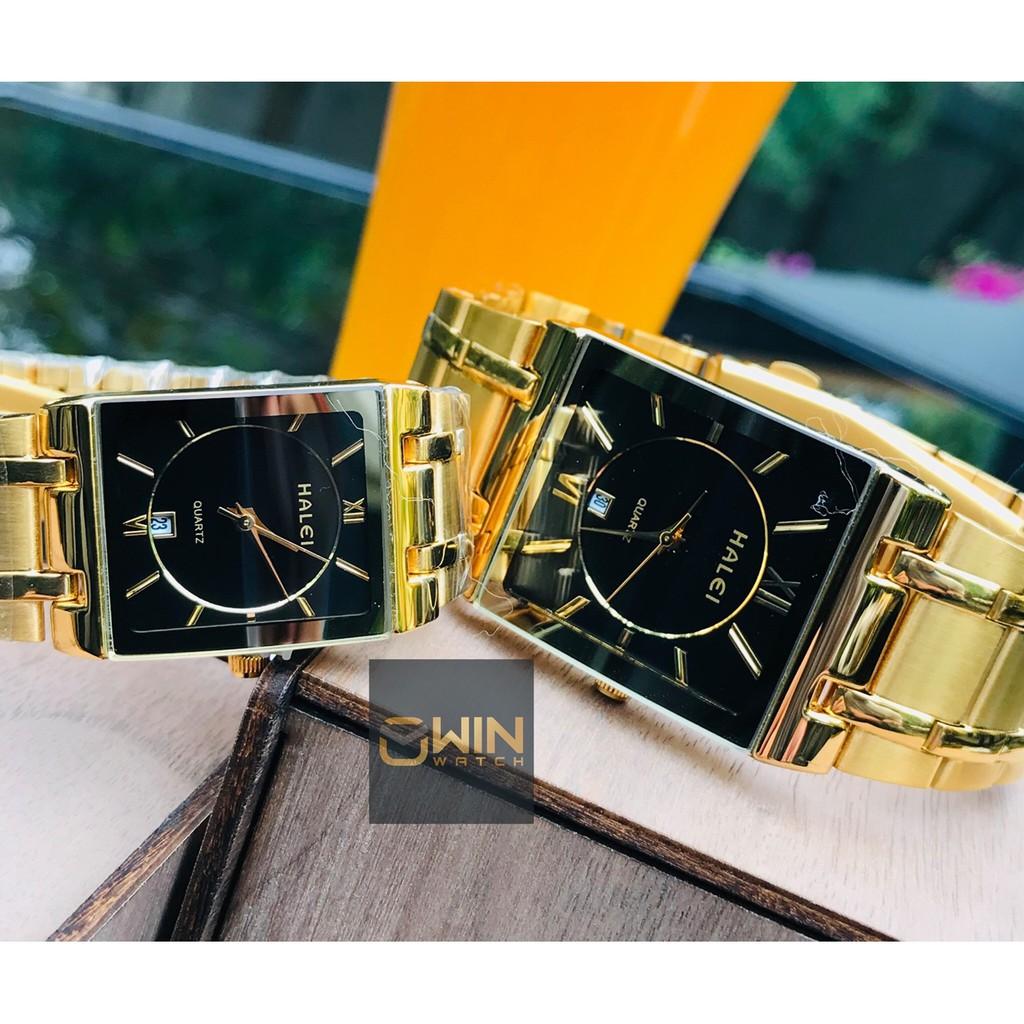 Đồng hồ đôi nam nữ halei HLVl02 mặt vuông chống nước chống xước,tặng kèm vòng tì hưu