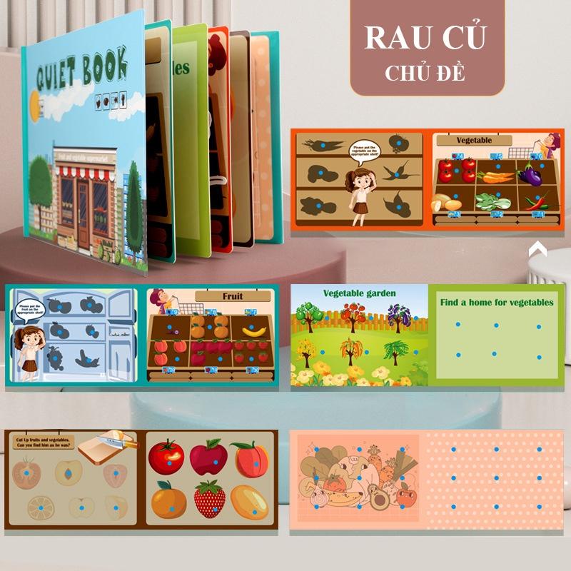 QUÀ TẶNG Học liệu Montessori Sách bóc dán QUIET BOOK nhiều chủ đề giúp bé thông minh, Đồ chơi giáo dục sớm