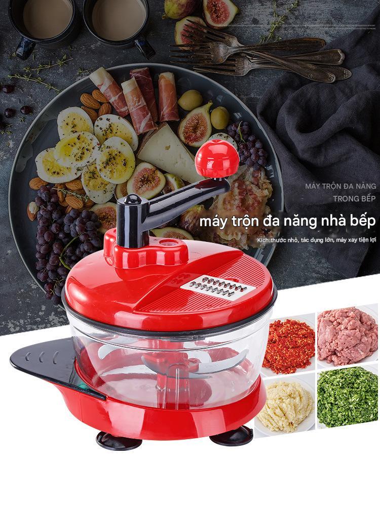 Máy cắt thái rau củ, xay thịt bằng tay K1885 đa chức năng cối lớn 2,5L, lưỡi dao inox 5 cánh, 3 tốc độ, thái sợi, thái lát, trộn, máy trộn bột - Hàng nhập khẩu