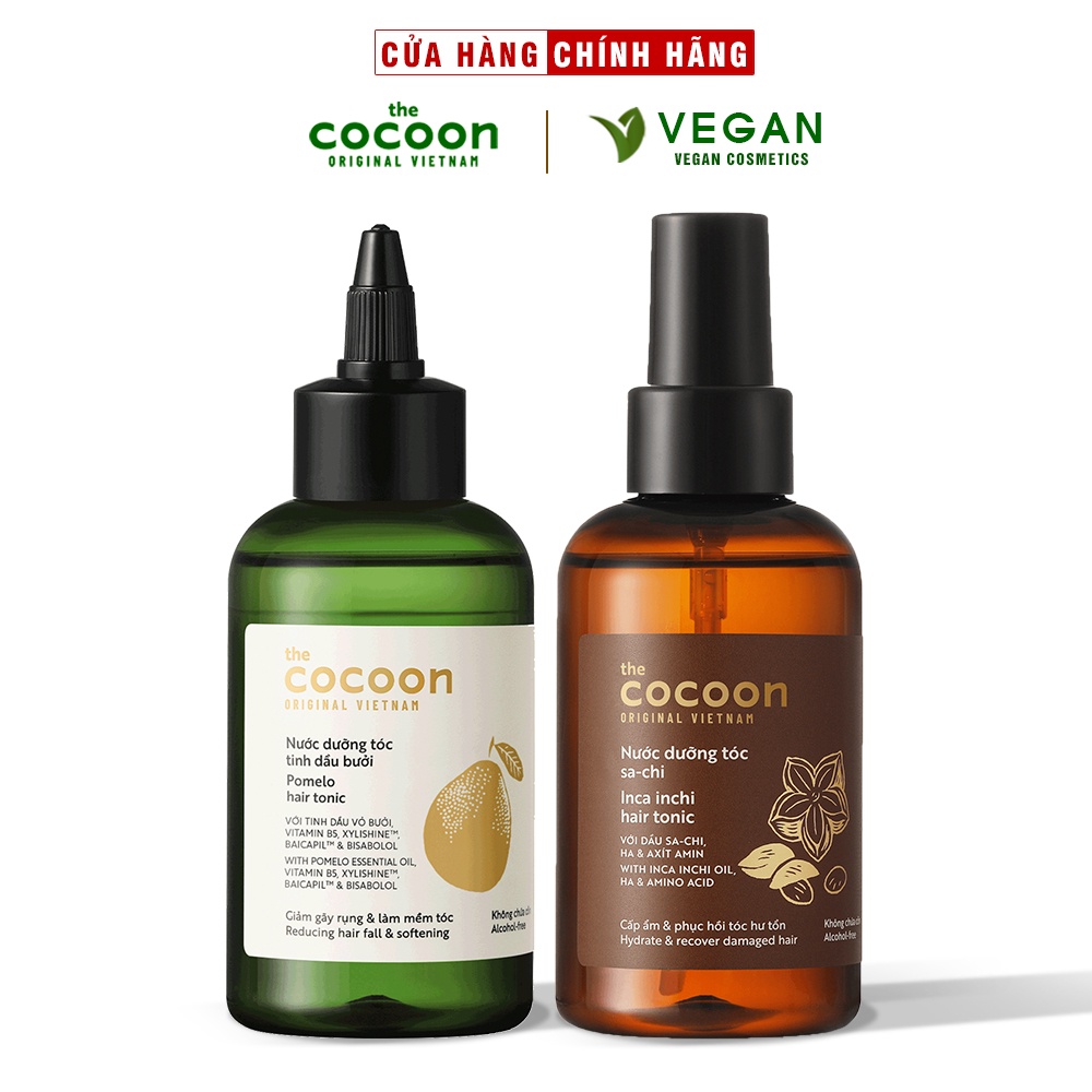 Combo Nước dưỡng tóc tinh dầu bưởi Pomelo Cocoon 140ml + Nước xịt dưỡng tóc Sa-chi Cocoon 140ml