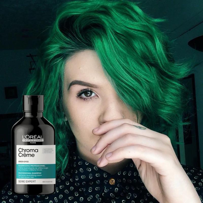 Dầu Gội Khử Ánh Sắc Đỏ, Giữ Màu Xanh Green L'Oreal Pro Chroma Creme Spain cho tóc nhuộm nâu lạnh