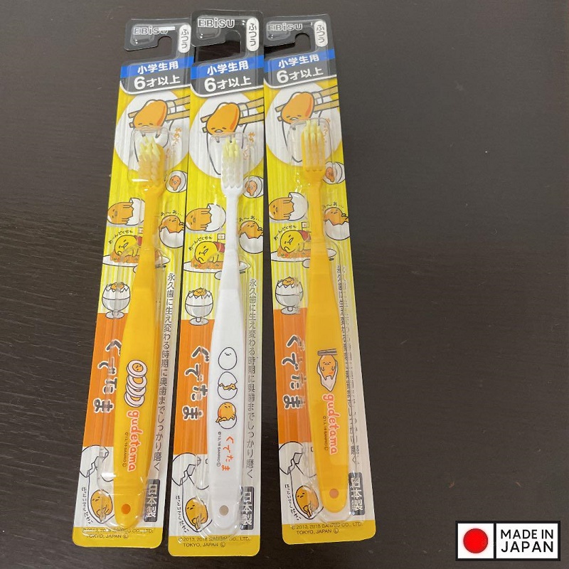 Bàn chải đánh răng cho trẻ em Ebisu Gudetama cho bé từ 6 tuổi - Made in Japan