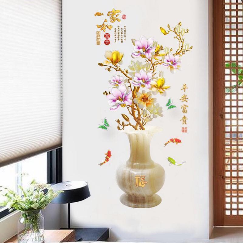 Decal dán tường bình hoa mai - HP46