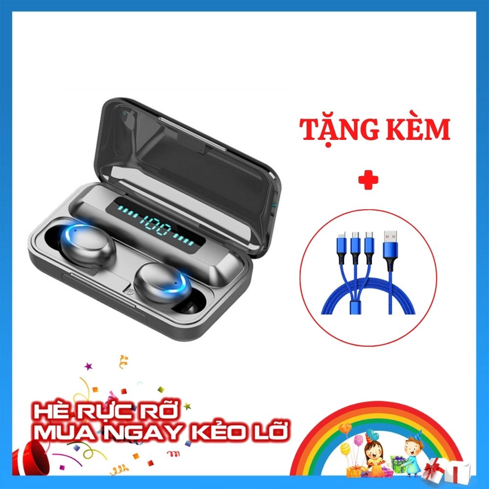 Tai Nghe Bluetooth Không Dây LANITH F9 PRO – Tặng cáp sạc 3 đầu tiện lợi - Phiên bản cảm ứng quốc tế Bluetooth 5.0 - Nghe nhạc liên tục 5h - Hàng nhập khẩu – TAI0F9PRO.CAP0001