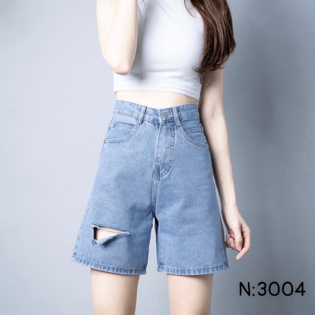 Quần Short Jean Ống Rộng Ngố Bò Nữ Lửng Rách Nhẹ CÓ BIG SIZE (40- 75KG )