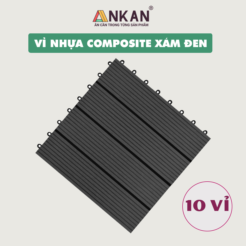 Vỉ Gỗ Nhựa Ngoài Trời Composite Màu Xanh Đậm 4 Thanh Cao Cấp Lót Ban Công, Sân Vườn, Nhà Tắm - Độ bền lên đến 10 năm, Chống Nước, Côn Trùng Gây Hại - Hàng Chính Hãng (Combo 10 Vỉ)