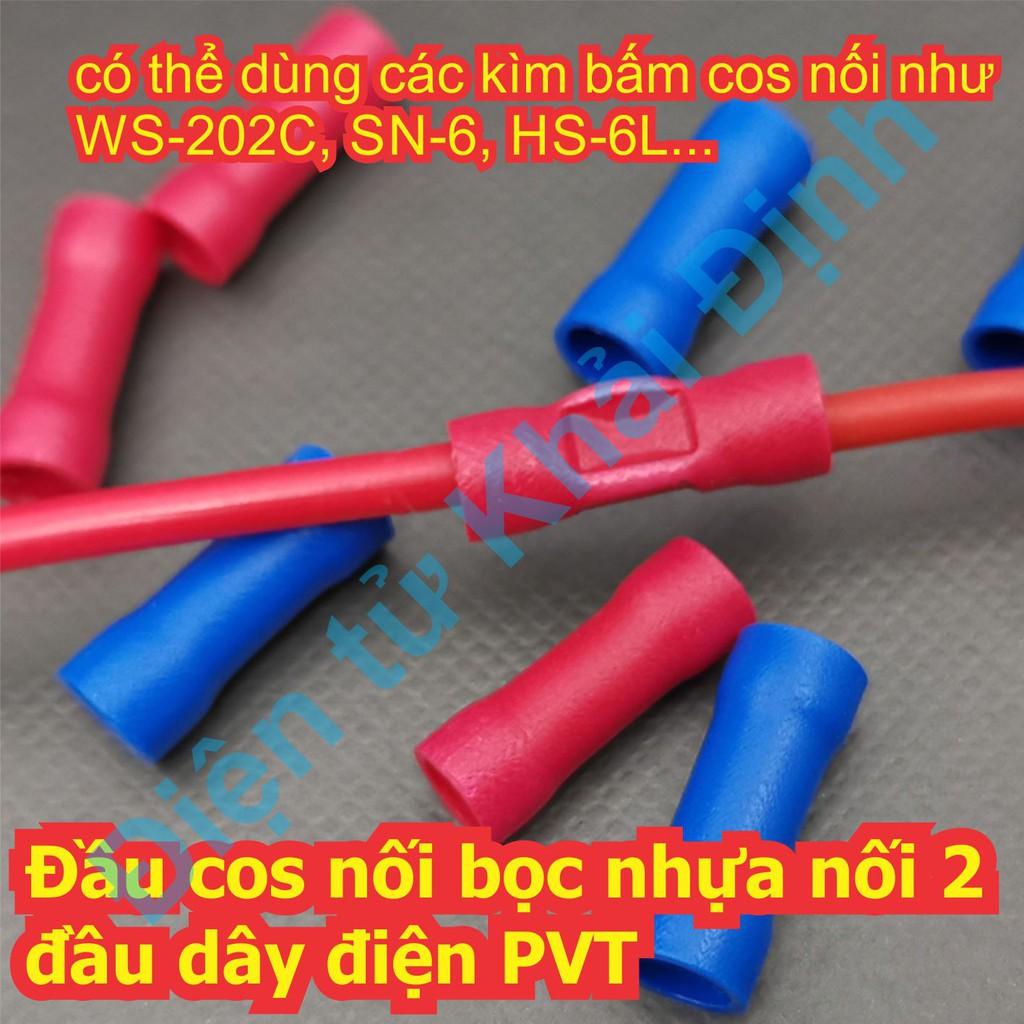 20 cái Đầu cos cosse nối bọc nhựa nối 2 đầu dây điện PVT5.5 màu vàng nối 2 dây 3-6mm2 kde6850