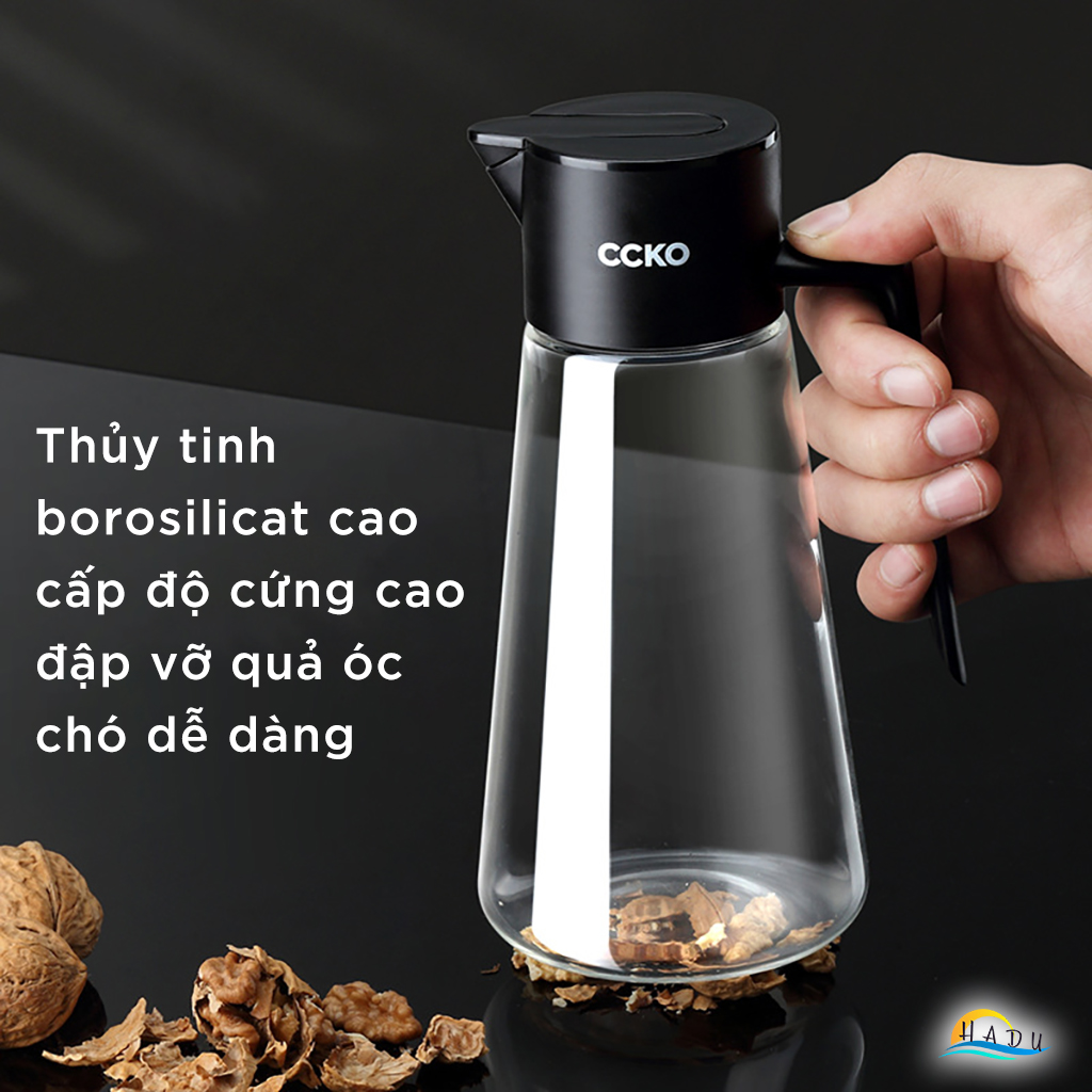 Bình Đựng Dầu Ăn Thủy Tinh Cao Cấp Có Vòi Thông Minh 550ml Đạt Chất Lượng Đức CCKO