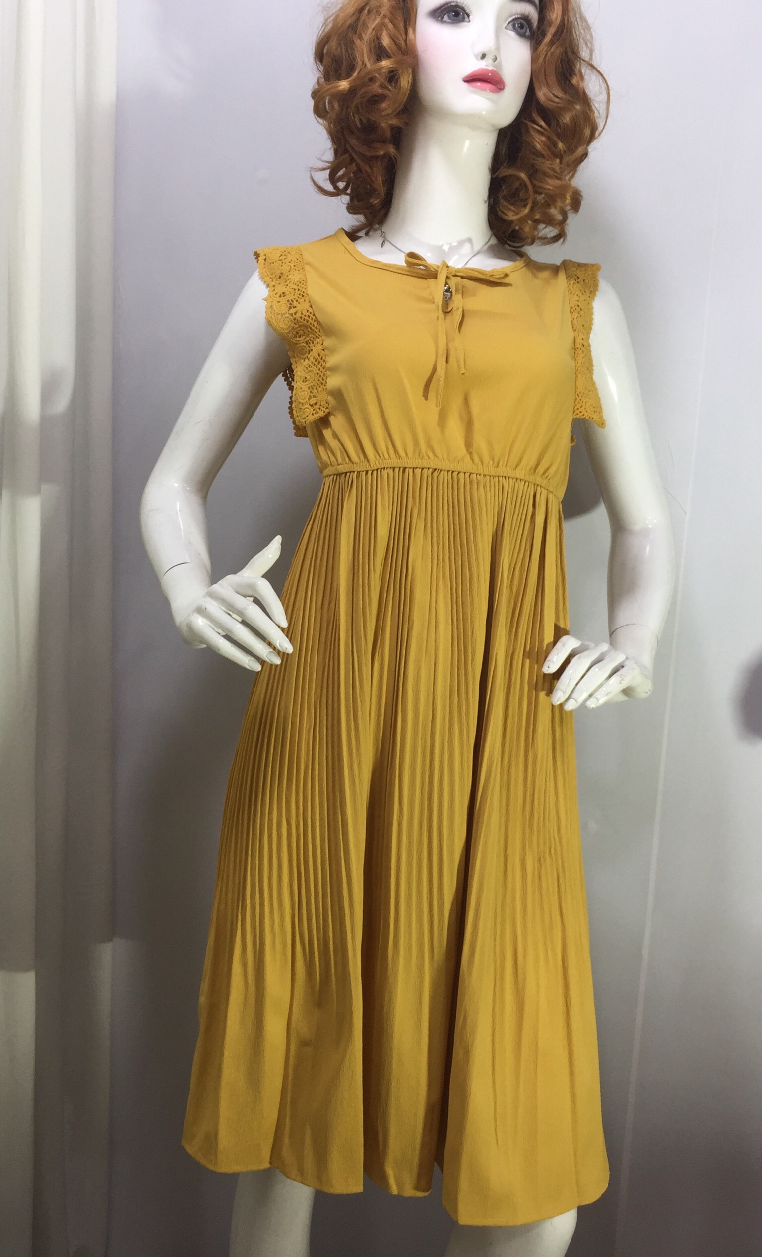 Đầm Váy Nữ Công Sở Màu Vàng Xinh Đẹp, Đầm Váy Nữ Thanh Lịch Trẻ Trung , Phong Cách Hàn Quốc – Mã DCS002