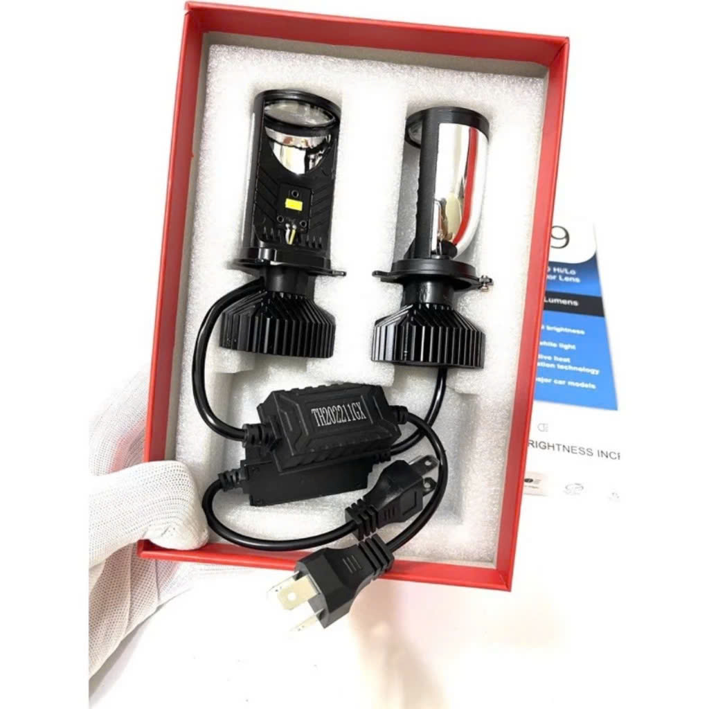 Đèn Pha Led Bi Cầu T9 H4/LED HI/LO Cho Ô Tô Xe Máy ( Dùng Điện Ắc Quy ) Cắt Sáng Chống Chói Bản Cao Cấp
