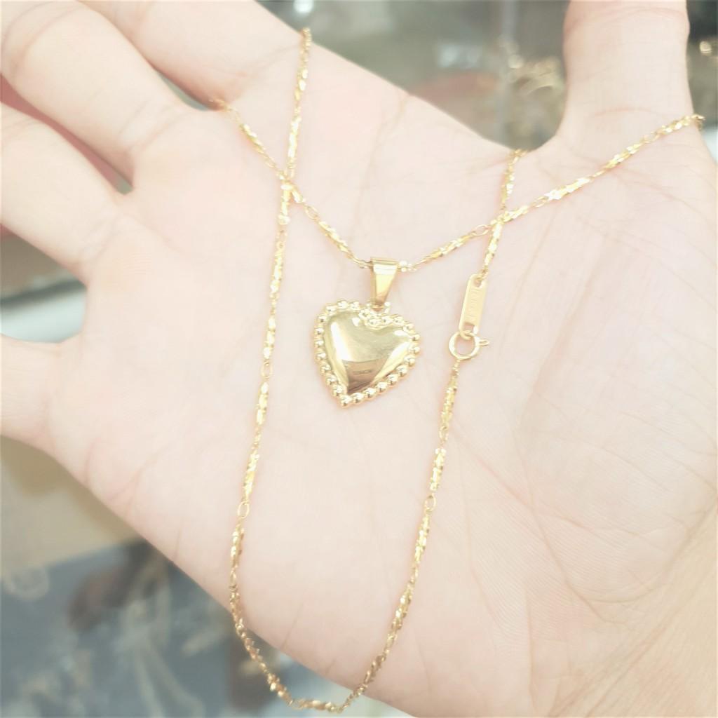 Dây Chuyền Trúc Xoăn Trái Tim Titanium Cao Cấp-Dùng lâu dài tắm rửa thoải mái không đen
