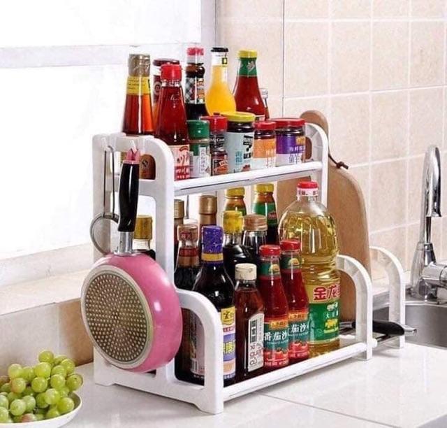 Kệ gia vị chữ H có chỗ để dao thớt tiện dụng