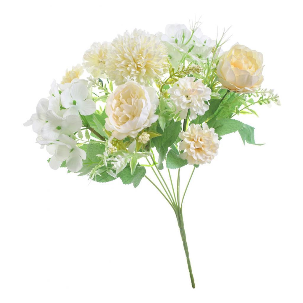 4 Pieces 7 Head Artificial Silk Peony Hand Flower Bouquet for Garden Wedding